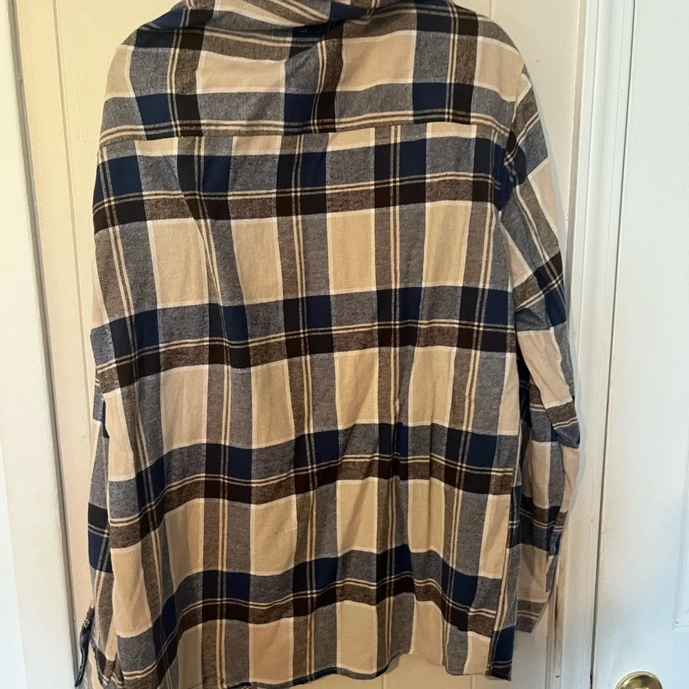 RSQ Blue and Tan Plaid Shirt - Picture 3 of 5